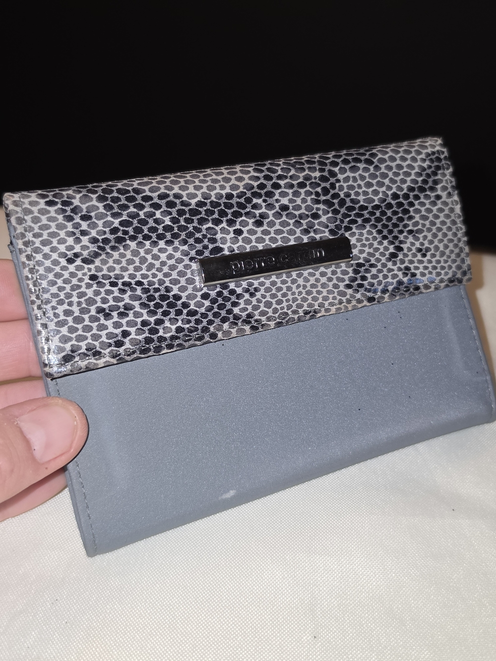 Pierre Cardin Gray Snake-Print and Slate Fold Card Holder